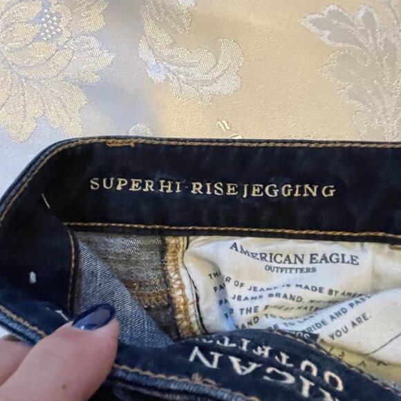 Blue skinny Jeans American Eagle super super stretchy high rise size US 4 - Picture 5 of 9